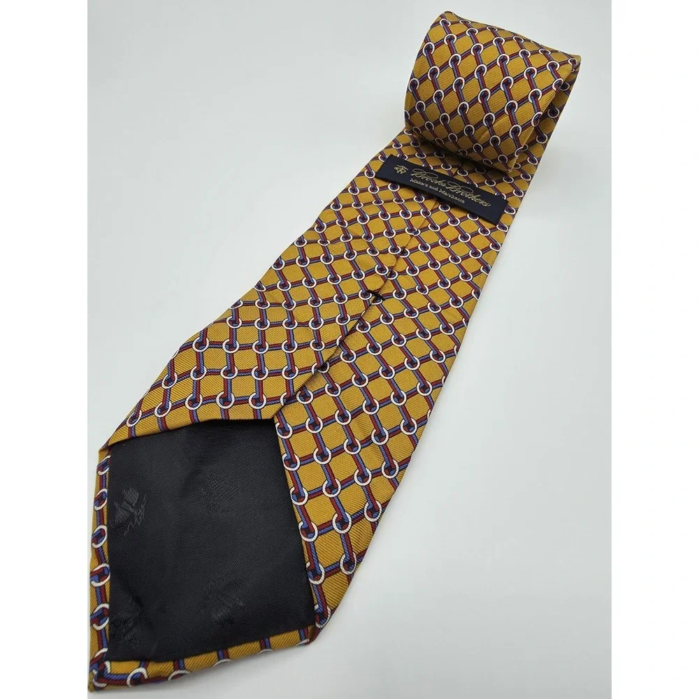 VTG Brooks Brothers Makers Mustard Blue Red Geometric Tie 57